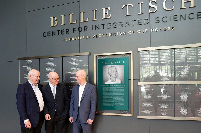 Members of the Tish family stand in the new Billie Tisch Center for Integrated Sciences at 49图库澳门资料大全